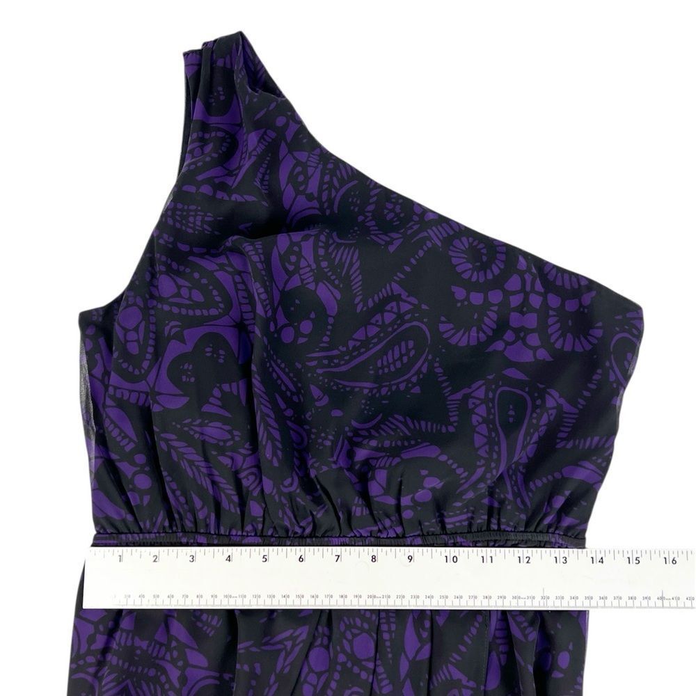 Express‎ Purple Black One Shoulder Chiffon Sheath Cocktail Dress Size Small - Picture 5 of 7